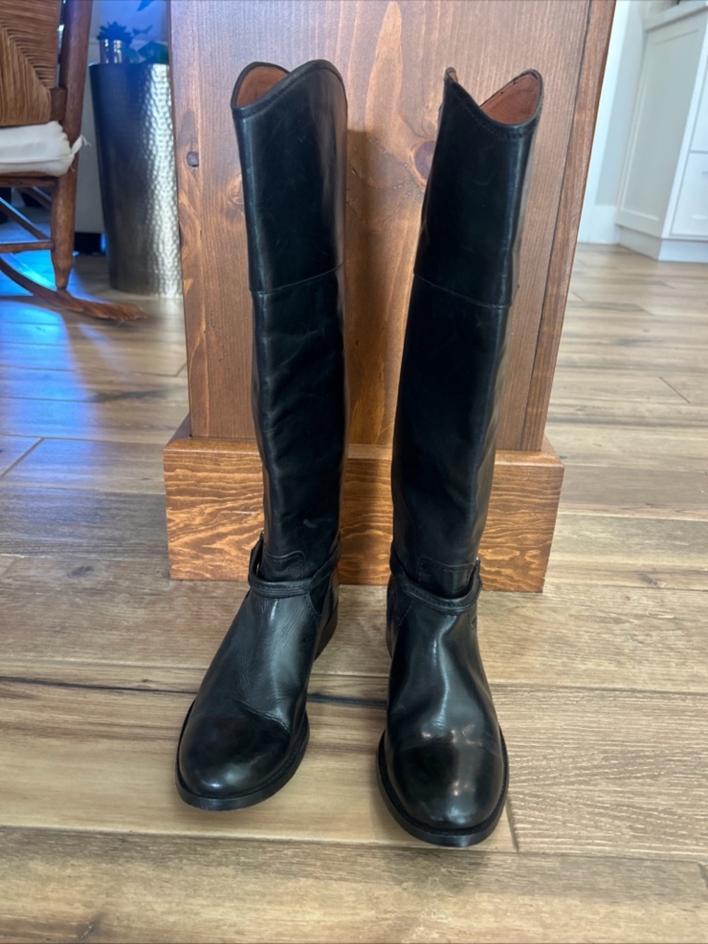 FRYE Melissa Seam Tall Pull On Black Leather Riding Equestrian Boots Women’s 6 B